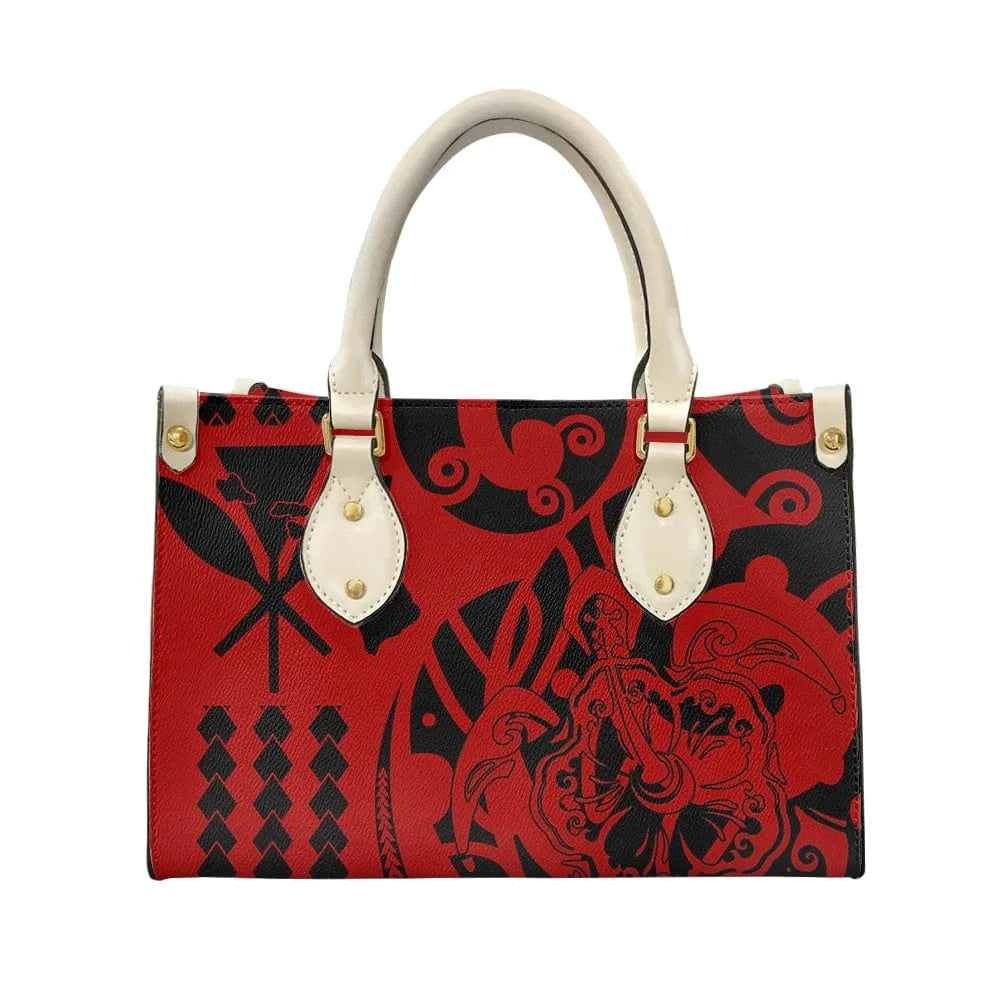 L / XMZDXF248 2023 Luxury Handbags for Women Polynesia Tribal Black and Pink Women's Shoulder Bags Top Handle Satchel Tote Work Bag with Strap