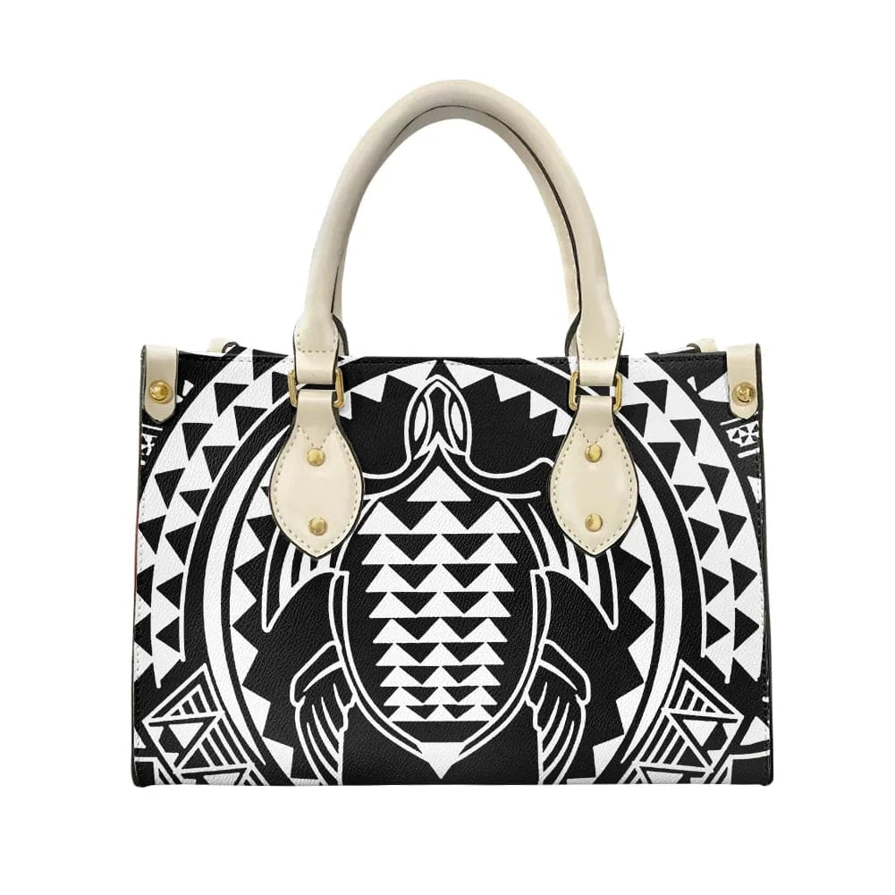 L / XMZDXF253 2023 Luxury Handbags for Women Polynesia Tribal Black and Pink Women's Shoulder Bags Top Handle Satchel Tote Work Bag with Strap