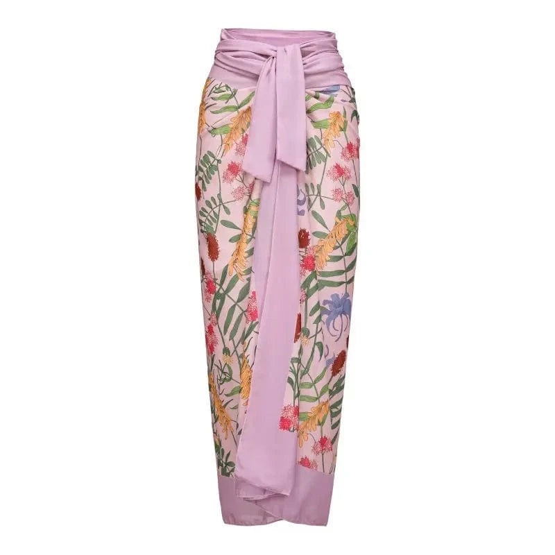 L / Y16-3 Lotus Root Powder Wrapped Skirt DAMOCHIC Ruffle One Shoulder Swimsuits with Swimwear Skirt Summer Printed Beach Wrap Cover Up 1 Piece Bathing Suit 2023 Women