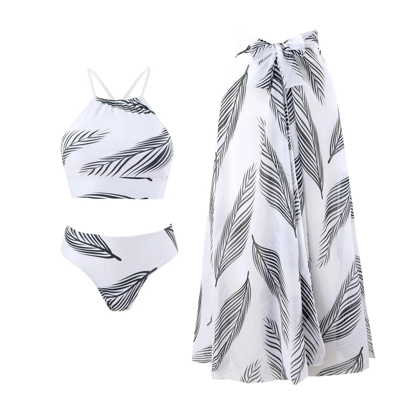 L / Y265 white suit DAMOCHIC Push Up Bikini Sexy High Waist Bathing Suit Chiffon Swim Skirt Swimwear Beachwear Sexy Casual Three Piece Swimsuit 2024