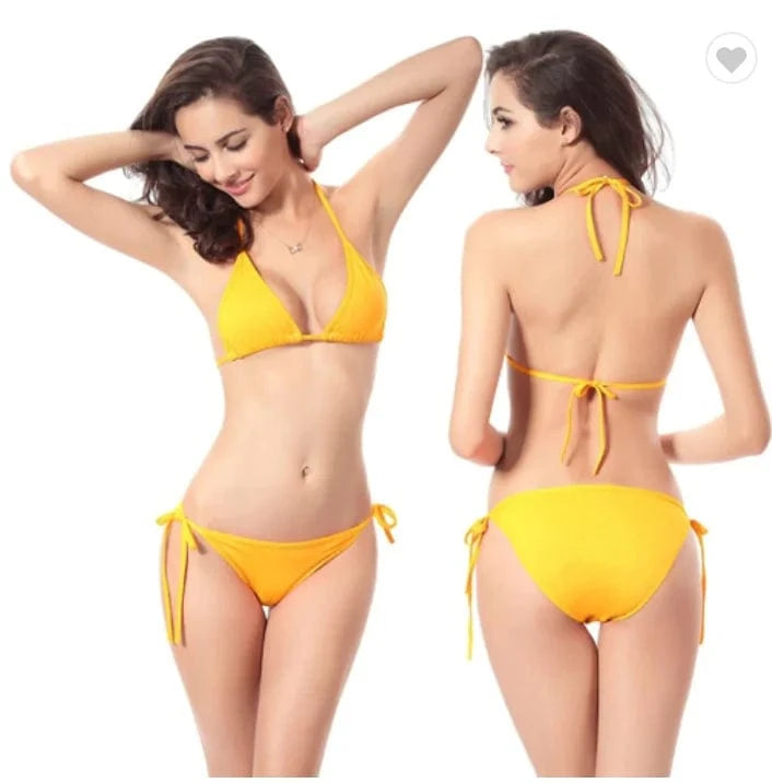 L / Yellow Liu Ming Hot Selling Wholesale OEM Cheap Women Sexy More Solid Colors Swimsuit Swimwear Bikini