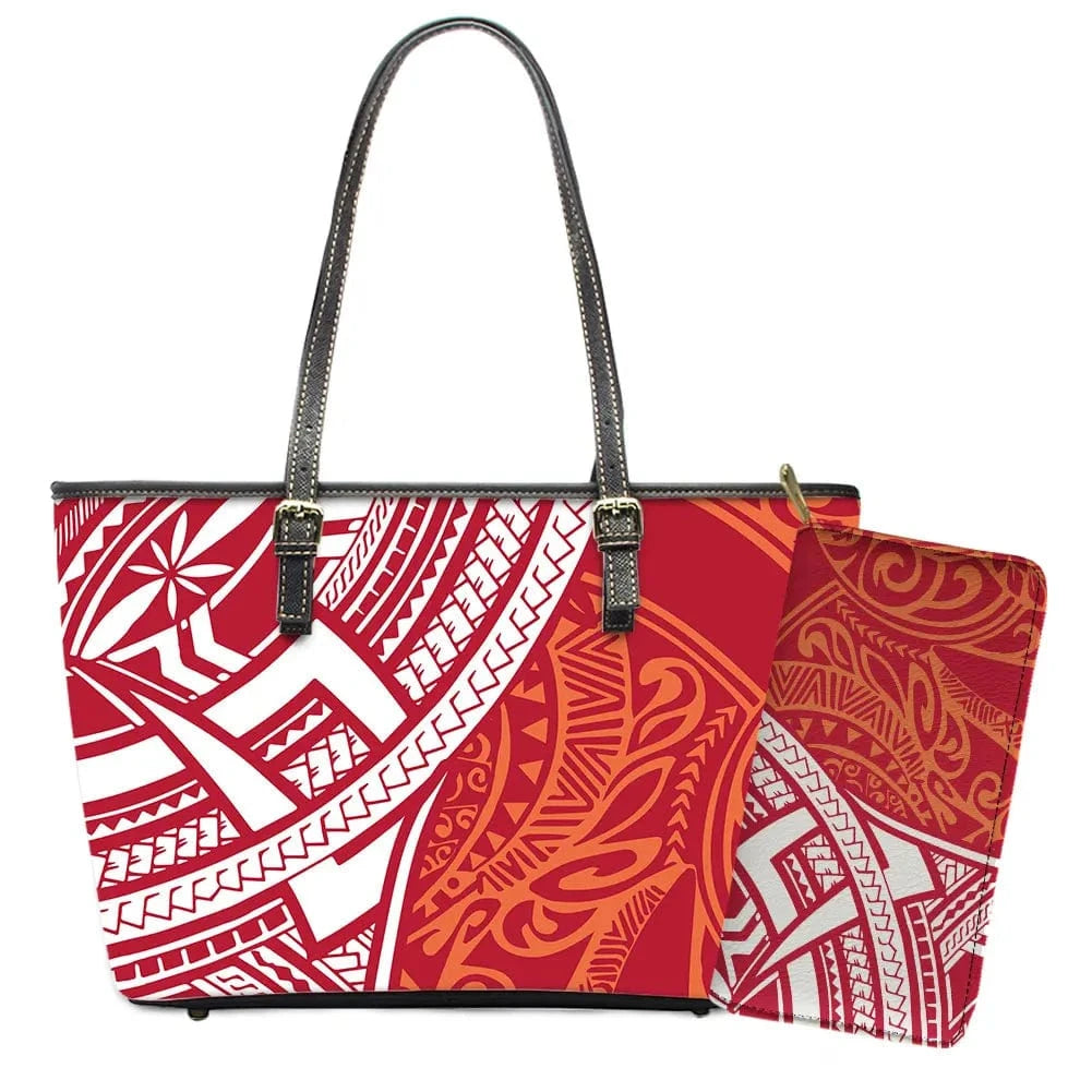 L / YSFA1655 Polynesian Samoa Tattoo Tribal Flower Print Leather Purses Custom Handbags and Purses for Women Bags Women Handbags Ladies 2024
