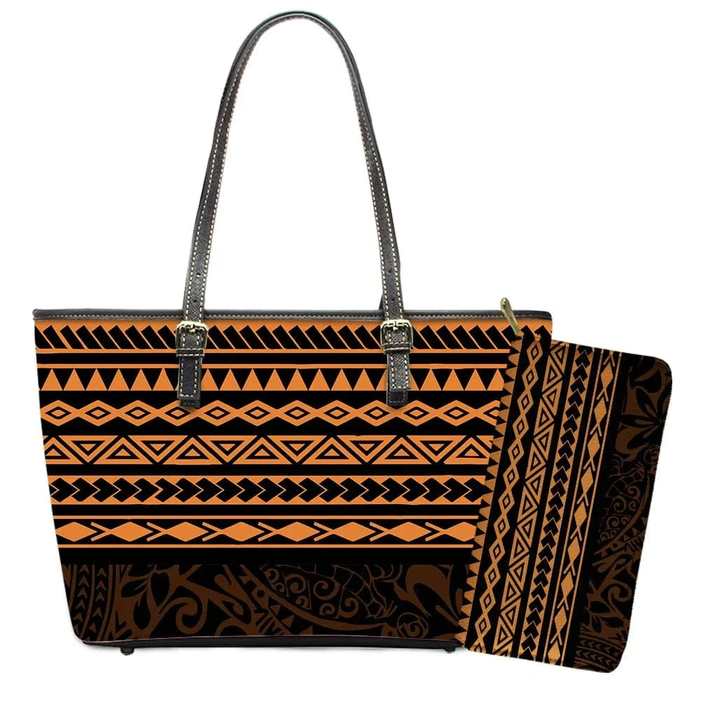 L / YSFA1662 Polynesian Samoa Tattoo Tribal Flower Print Leather Purses Custom Handbags and Purses for Women Bags Women Handbags Ladies 2024