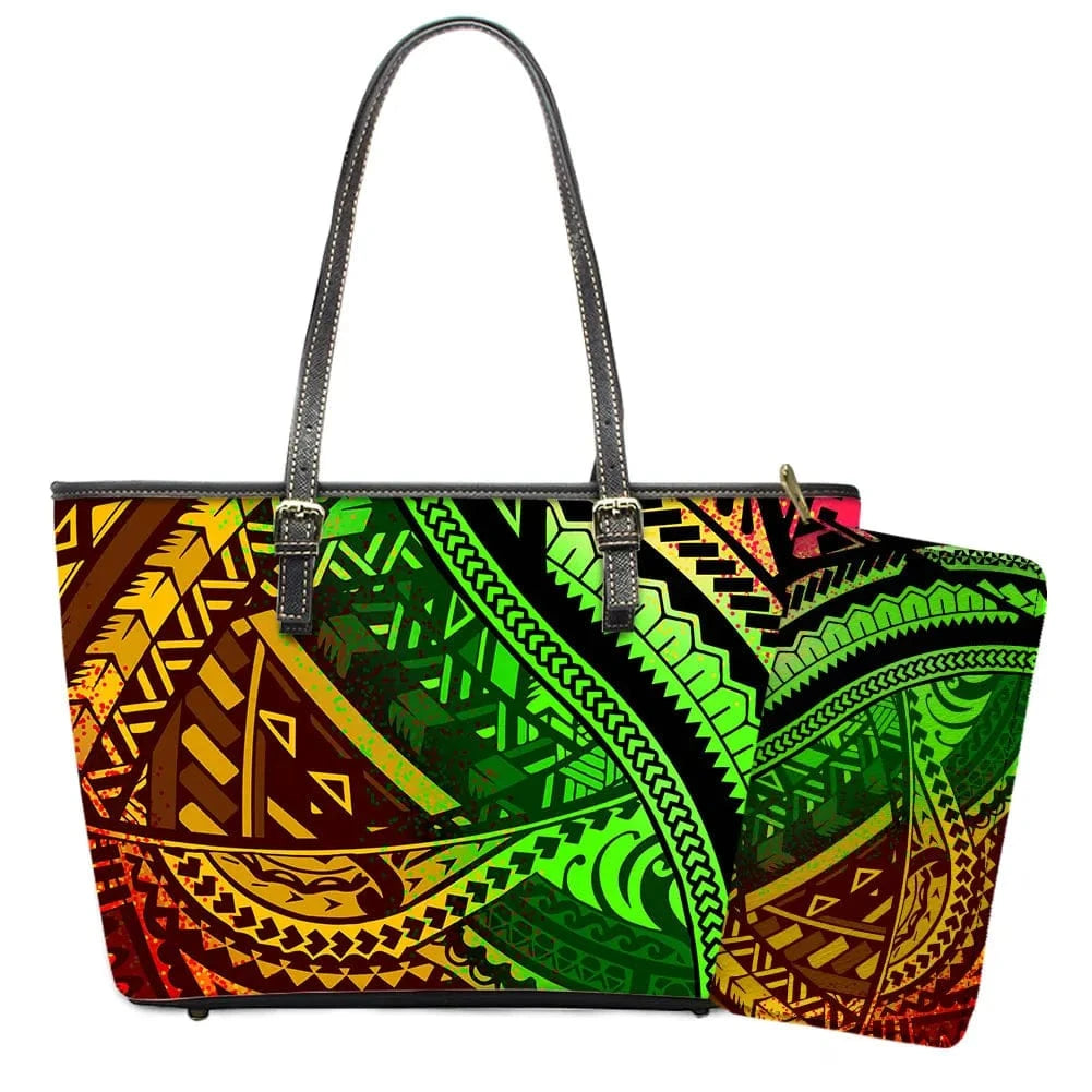 L / YSFA1665 Polynesian Samoa Tattoo Tribal Flower Print Leather Purses Custom Handbags and Purses for Women Bags Women Handbags Ladies 2024