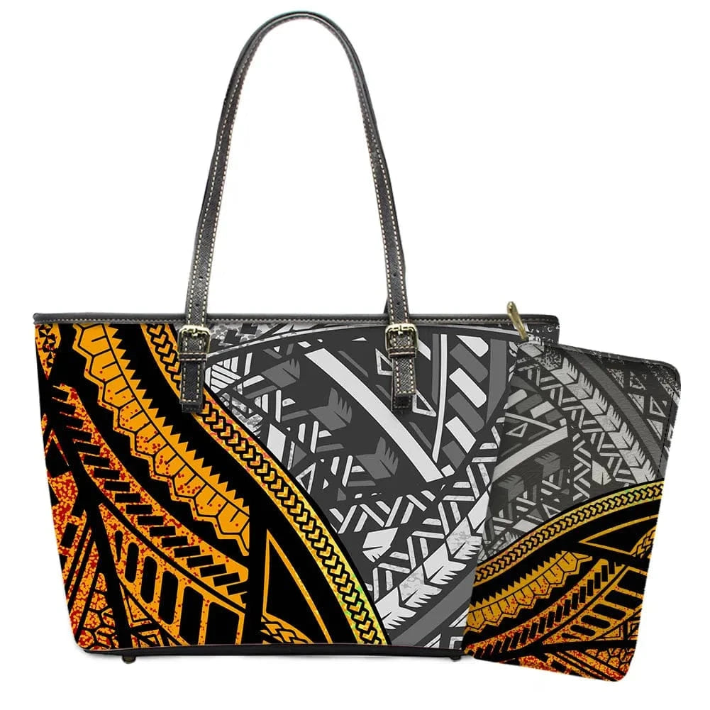 L / YSFA1671 Polynesian Samoa Tattoo Tribal Flower Print Leather Purses Custom Handbags and Purses for Women Bags Women Handbags Ladies 2024
