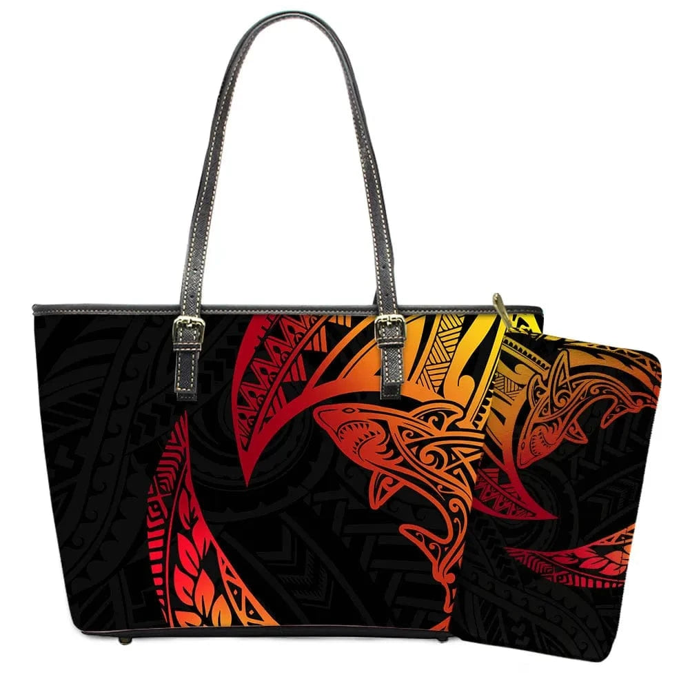 L / YSFA1881 Polynesian Samoa Tattoo Tribal Flower Print Leather Purses Custom Handbags and Purses for Women Bags Women Handbags Ladies 2024