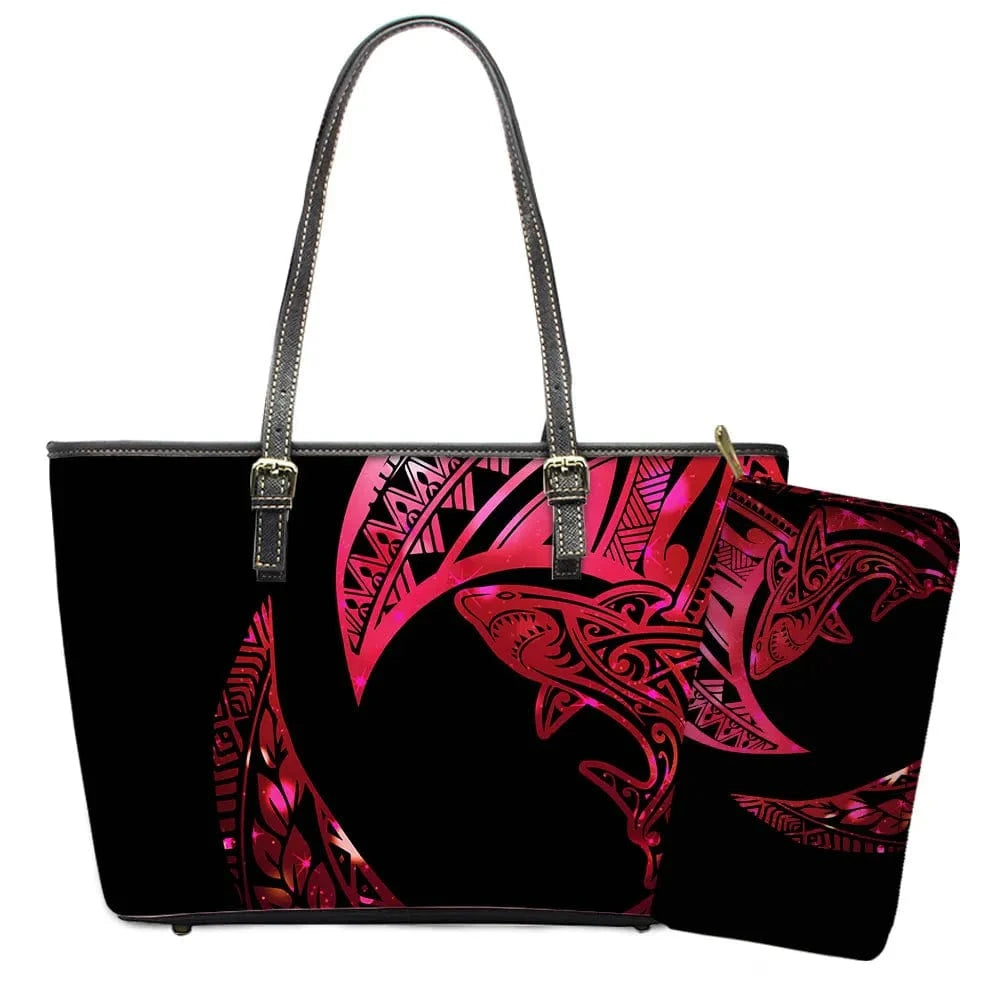 L / YSFA1882 Polynesian Samoa Tattoo Tribal Flower Print Leather Purses Custom Handbags and Purses for Women Bags Women Handbags Ladies 2024