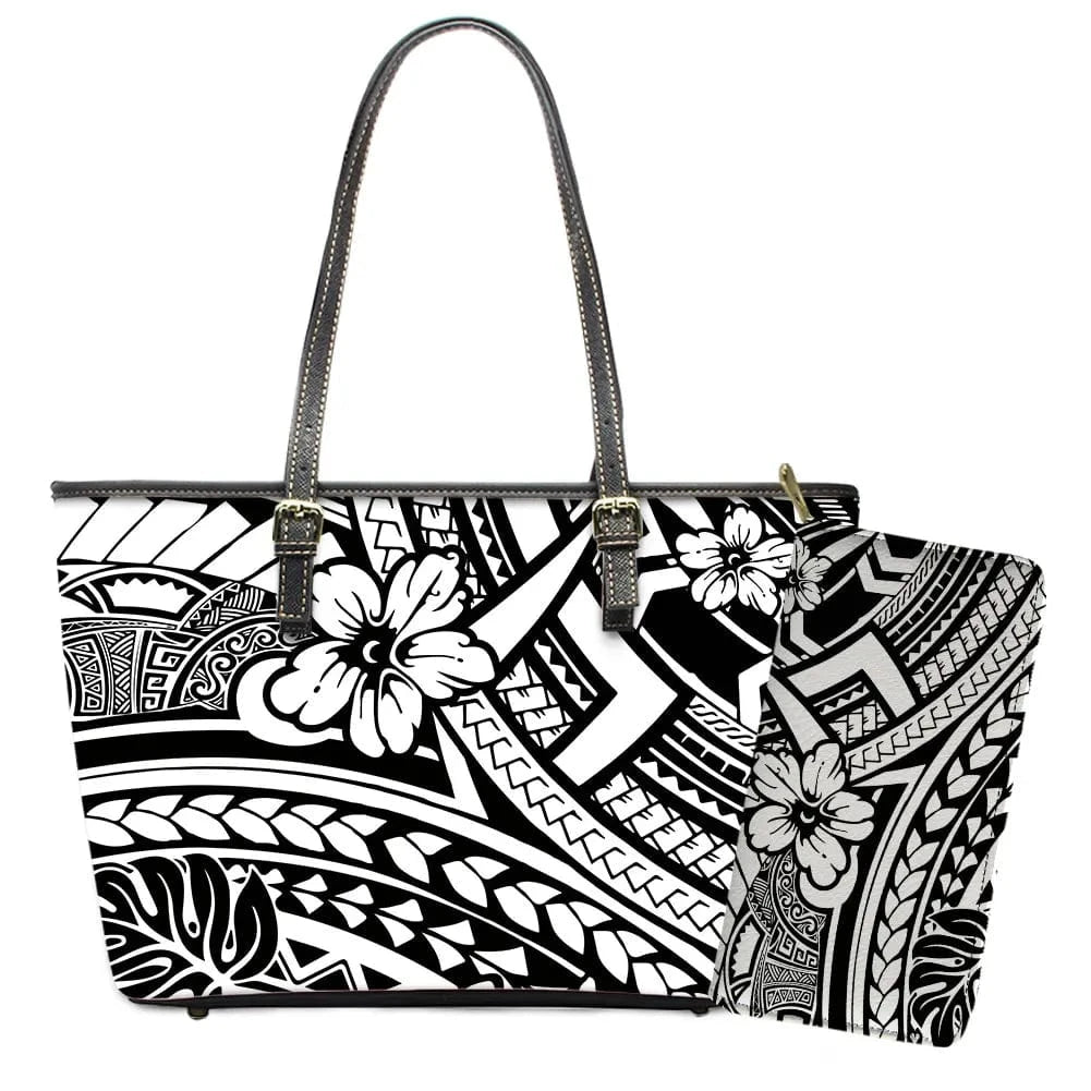 L / YSFA1884 Polynesian Samoa Tattoo Tribal Flower Print Leather Purses Custom Handbags and Purses for Women Bags Women Handbags Ladies 2024
