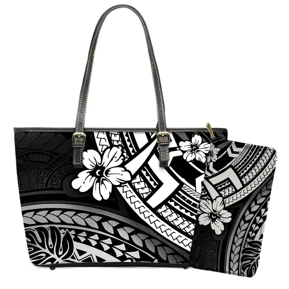 L / YSFA1885 Polynesian Samoa Tattoo Tribal Flower Print Leather Purses Custom Handbags and Purses for Women Bags Women Handbags Ladies 2024