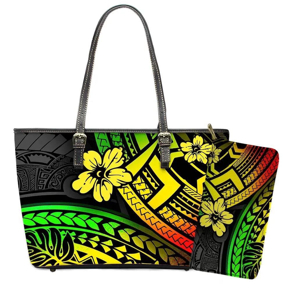 L / YSFA1886 Polynesian Samoa Tattoo Tribal Flower Print Leather Purses Custom Handbags and Purses for Women Bags Women Handbags Ladies 2024