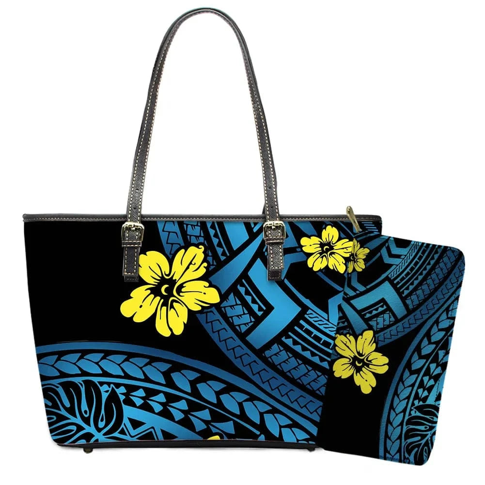 L / YSFA1889 Polynesian Samoa Tattoo Tribal Flower Print Leather Purses Custom Handbags and Purses for Women Bags Women Handbags Ladies 2024