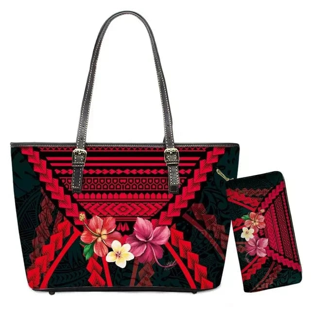 L / YSFB01972 Polynesian Samoa Tattoo Tribal Flower Print Leather Purses Custom Handbags and Purses for Women Bags Women Handbags Ladies 2024