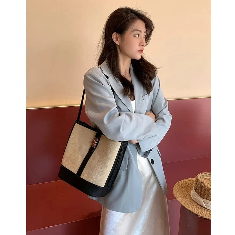 L25xH26xW15cm / Brown Wholesale Luxury Branded Women'S Purses Shoulder Bag Women Genuine Cowhide Leather Tote Handbags Crossbody Bucket Bags