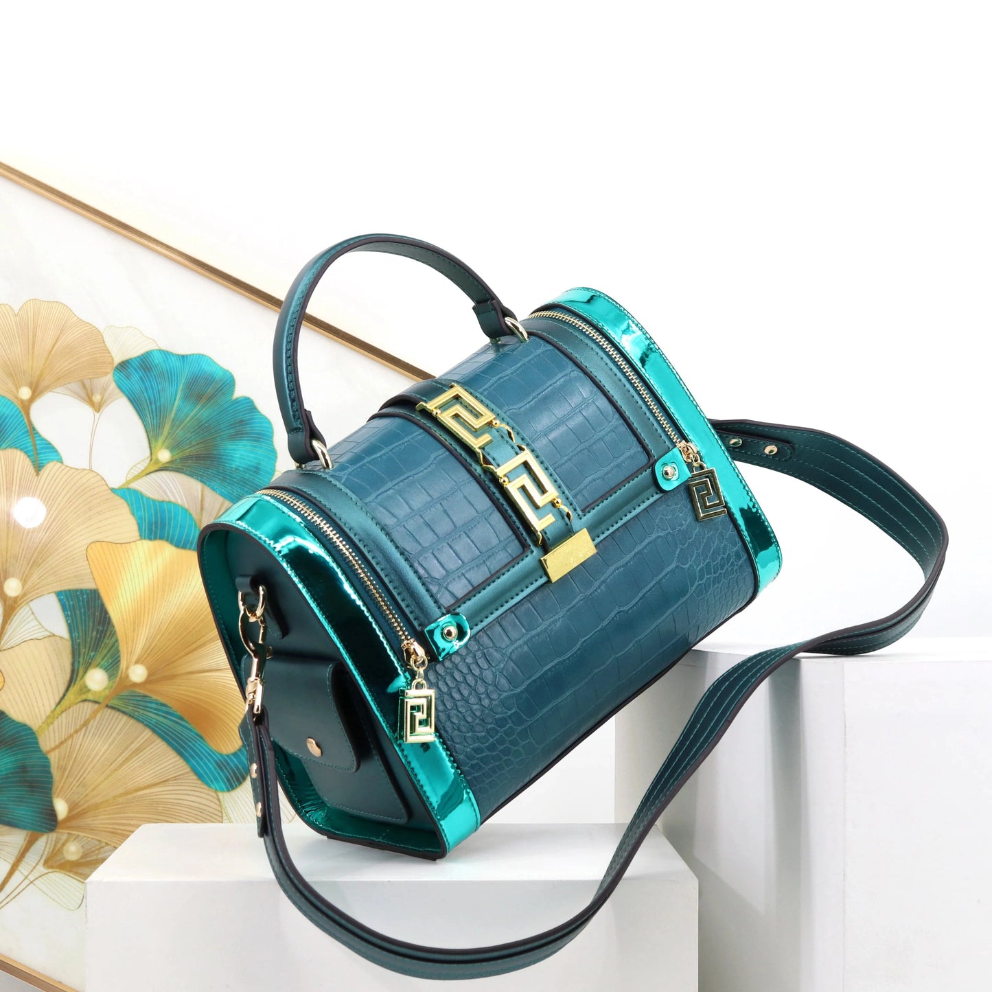 L28.5*W15*H21 HANDLE10 CM / 230416 green top products crocodile women' handbag pillow ladies bag fashion designer handbag quality female shoulder super handbags factory