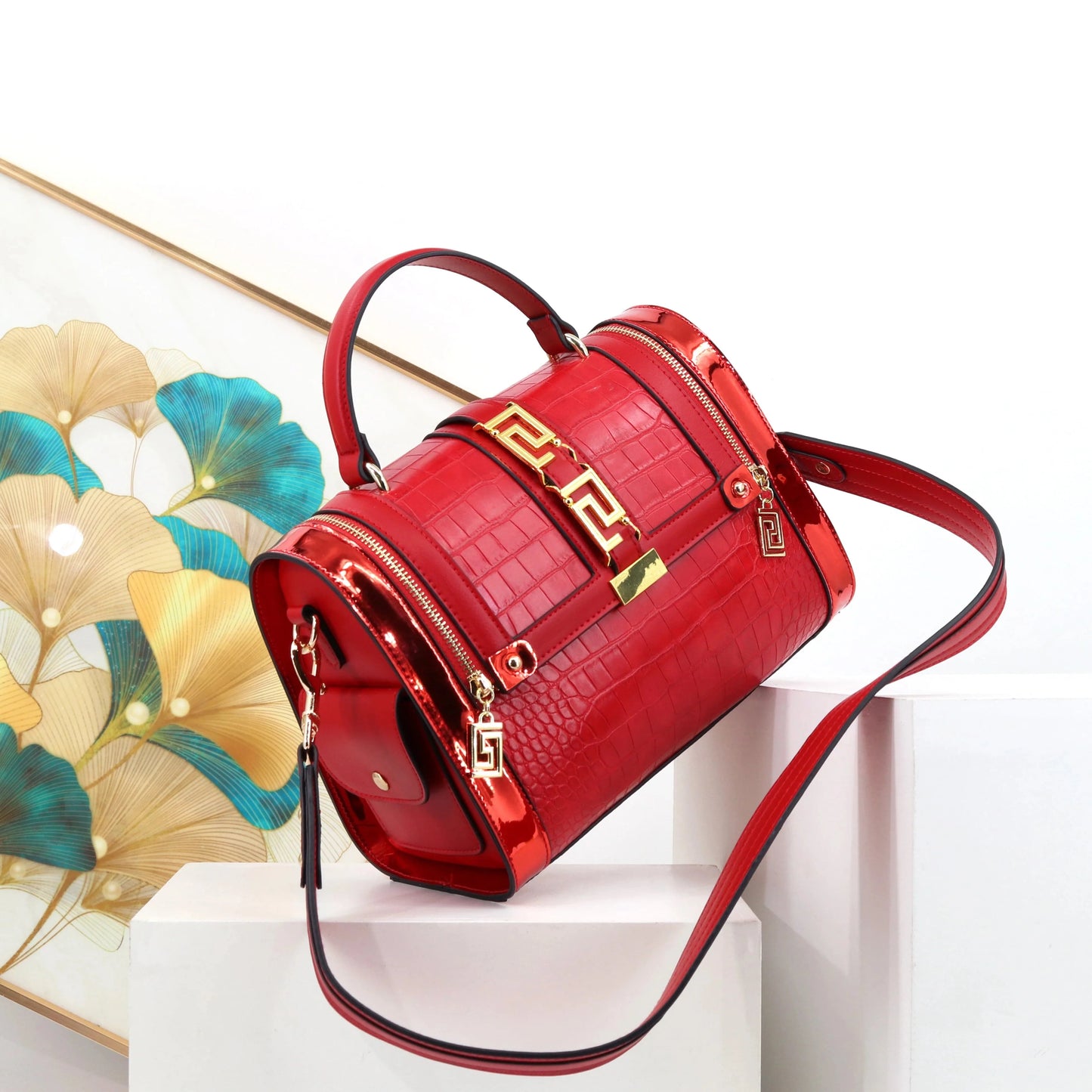 L28.5*W15*H21 HANDLE10 CM / 230416 red top products crocodile women' handbag pillow ladies bag fashion designer handbag quality female shoulder super handbags factory