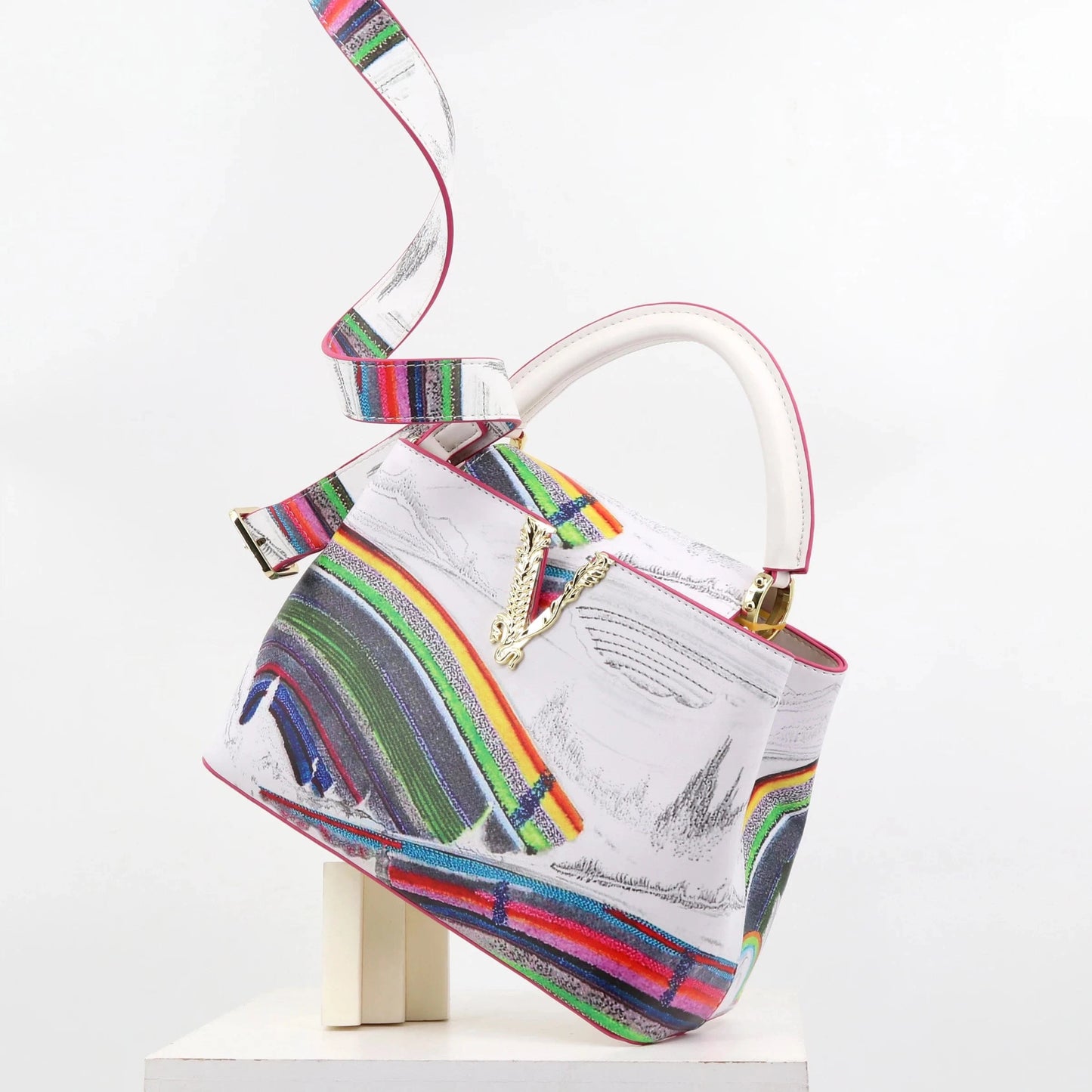 L28*W13*H21*HANDLE 11CM / Rainbow 8322 Super product 2024 newest designer handbag for women color full printing ladies bag quality single shoulder bag supplier 29 cm