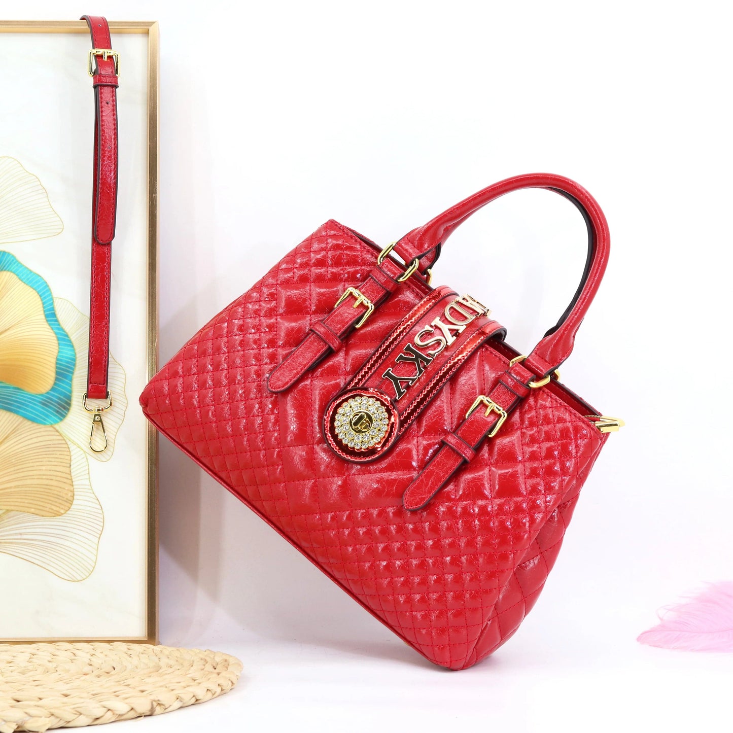 L33*H21*W13*HANDLE 13CM / 22908sxh-ld Red Ladysky 2024 fashion ladies handbag quality super fiber designer bags for women large capacity female hand bag factory 33 cm