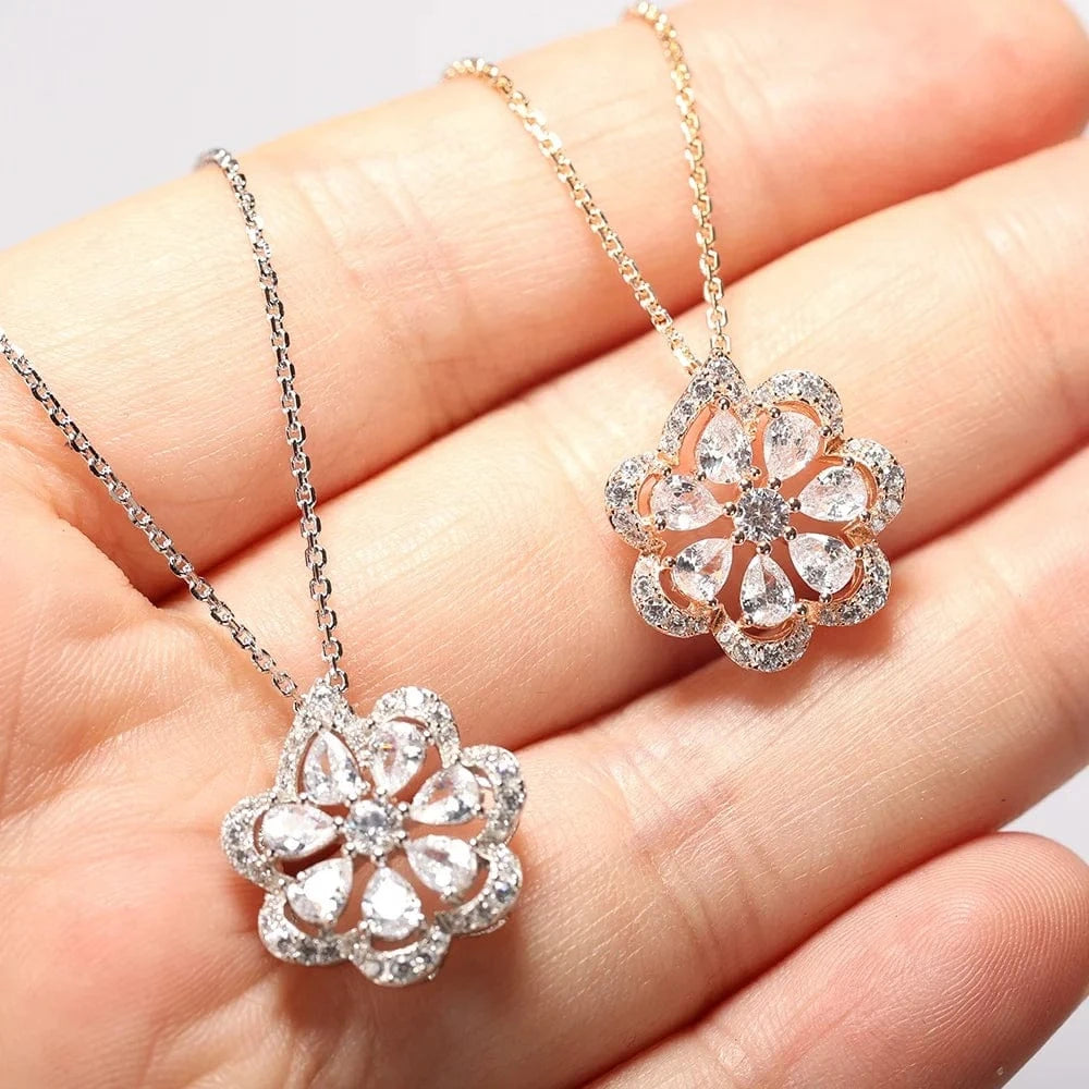 Lace Flower Necklace Plated 18K Exquisite And Generous Design Style 925 Sterling Silver Jewelry Factory Wholesale