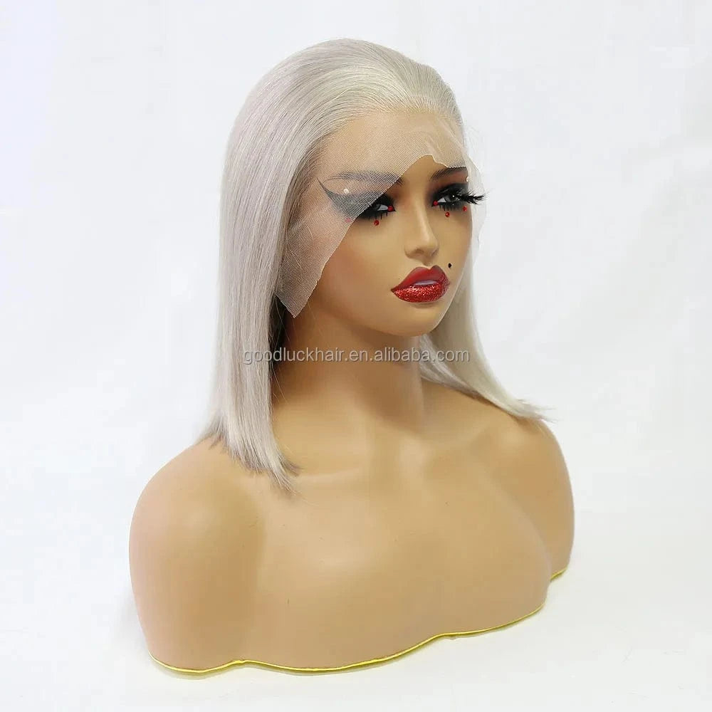 Lace Front Curly Bob Wigs Raw Vietnamese Virgin Human Hair Brown Ombre Highlight Bob Loose Wave Glueless Minimalist HD Lace Wig