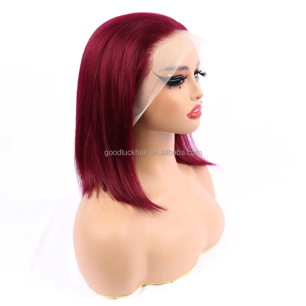 Lace Front Curly Bob Wigs Raw Vietnamese Virgin Human Hair Brown Ombre Highlight Bob Loose Wave Glueless Minimalist HD Lace Wig