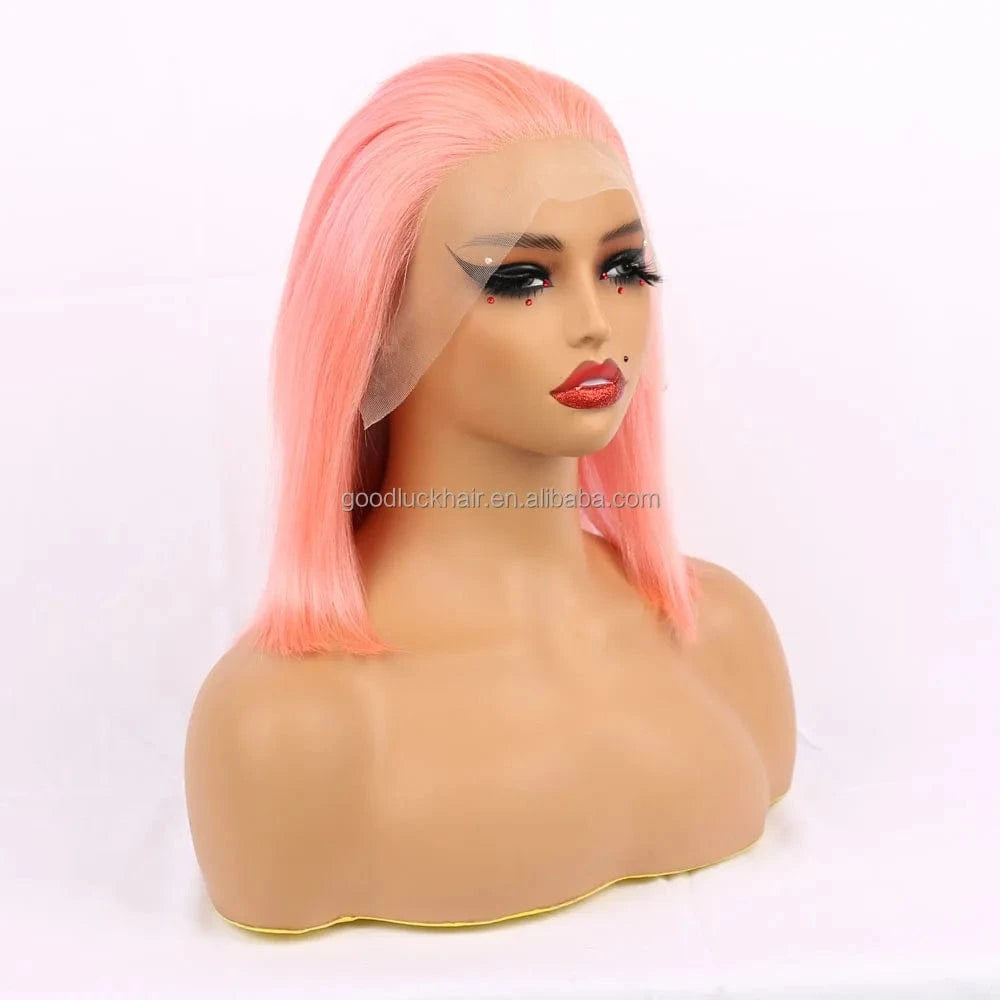 Lace Front Curly Bob Wigs Raw Vietnamese Virgin Human Hair Brown Ombre Highlight Bob Loose Wave Glueless Minimalist HD Lace Wig