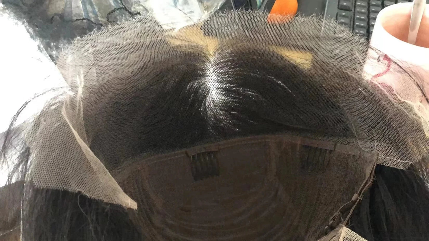 Lace Front Human Hair Wigs with Bangs 100% Raw Vietnamese Hair Glueless Lace Frontal Wigs
