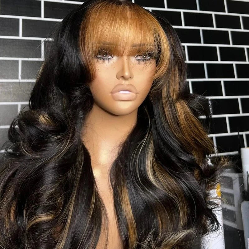 Lace Front Human Hair Wigs with Bangs 100% Raw Vietnamese Hair Glueless Lace Frontal Wigs