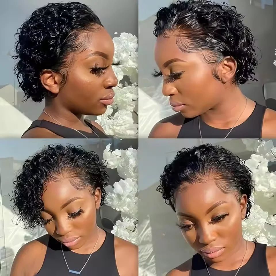 Lace Front Wig For Women Remy Human Hair Short Curly Water Wave Bob With Natural Look - SN Wigs & More