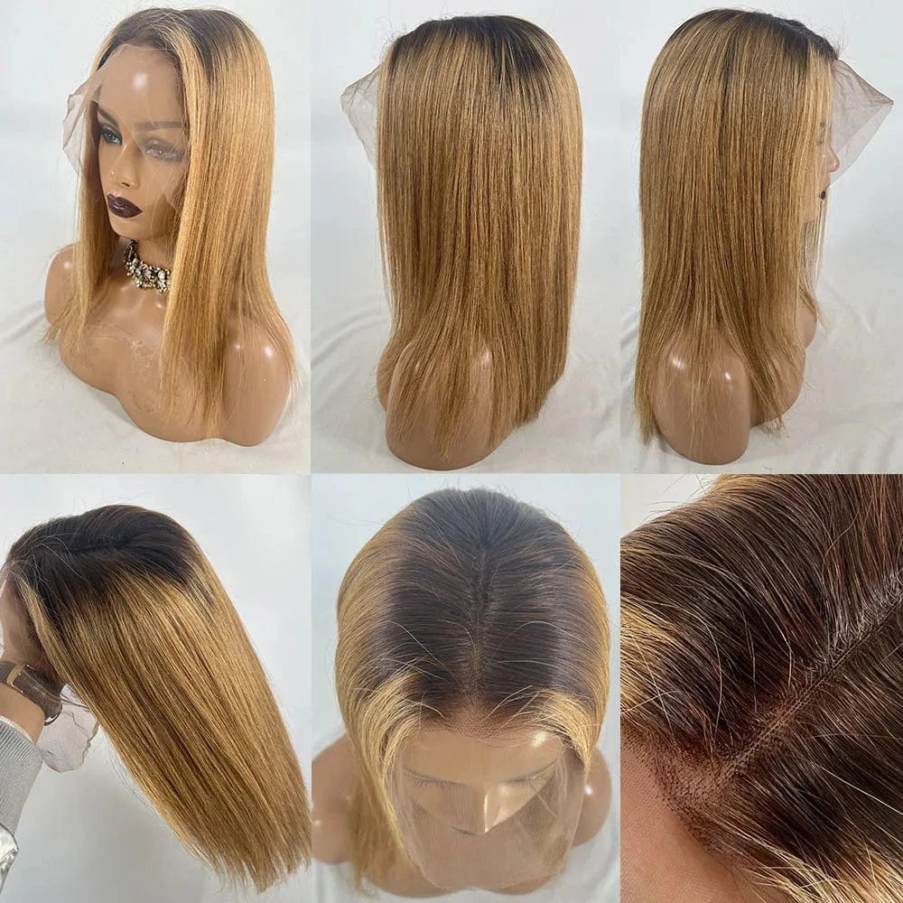 Lace Front Wig Human Hair Full Lace Ombre Color Wigs Brazilian Straight Curly Raw Virgin Hairs 8"-30" for Black Women