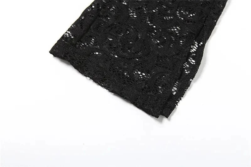 Lace See Through 2 Piece Set Women 2024 Autumn Sexy Hollow Jacquard Backless Bodysuit Leggings Party Clubwear Skinny Outfits