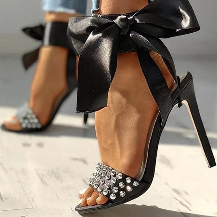 Ladies High Heels Fashion Sexy Rivet Super High Heel Open Toe Women Stiletto Sandals