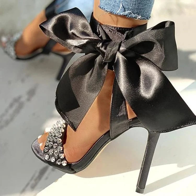 Ladies High Heels Fashion Sexy Rivet Super High Heel Open Toe Women Stiletto Sandals