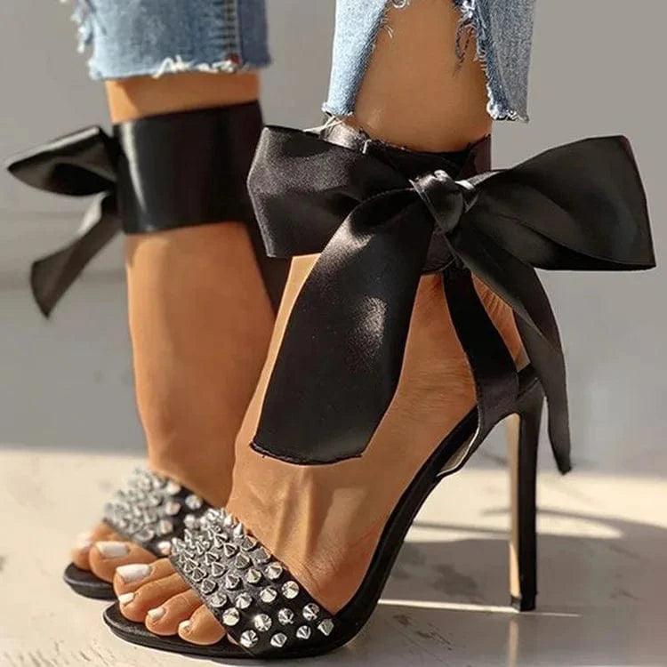 Ladies High Heels Fashion Sexy Rivet Super High Heel Open Toe Women Stiletto Sandals