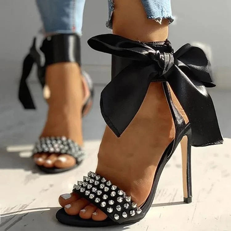 Ladies High Heels Fashion Sexy Rivet Super High Heel Open Toe Women Stiletto Sandals