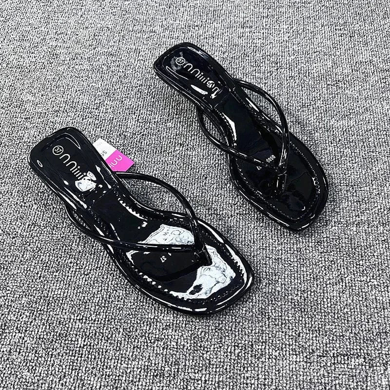 Ladies low heel slippers luxury leisure flip flops sandals sexy stiletto ladies sliders slipper women slippers sandals