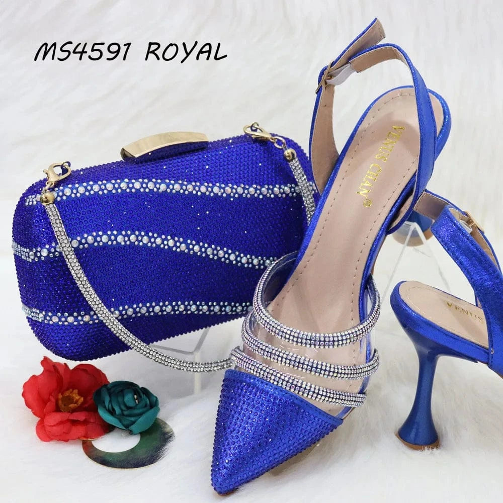 ladies shoes wholesale ladies high heel shoes and full of diamond bag set 2025