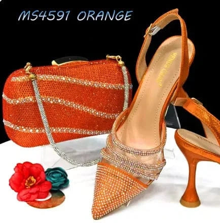 ladies shoes wholesale ladies high heel shoes and full of diamond bag set 2025