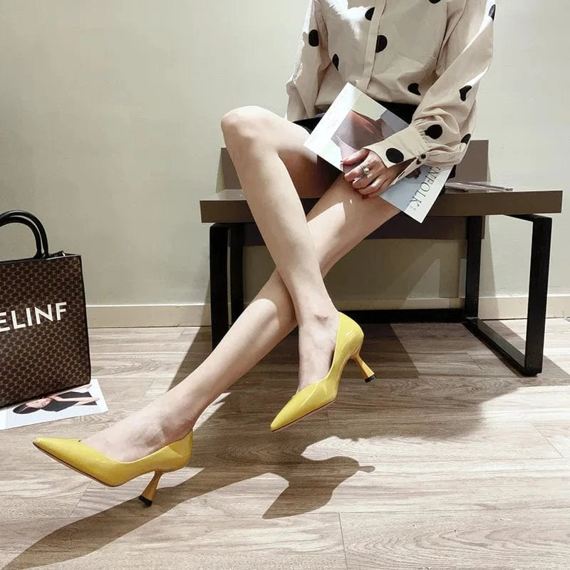 Ladies Small Large Size Stiletto Pointed Single Shoes Work Mid-high Heels Women Office Dress Shoes