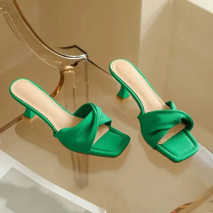 ladies Square toe block heels women's shoes new summer women vintage fashion slippers wear high heeled sandals
