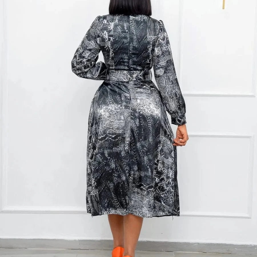 ladies wear woman fall sundress long sleeve modest causal elegant new model plus size midi shirt floral casual dresses for women