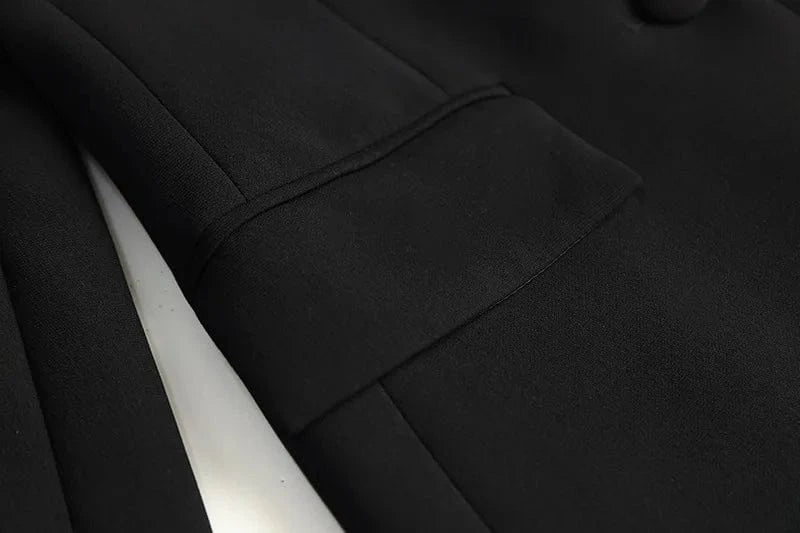 Lady Stylish Fine Workmanship Rhinestone Shoulder Sleeve Office Wear Single Button Blazer Flared Pants  2 Pieces Sets Women