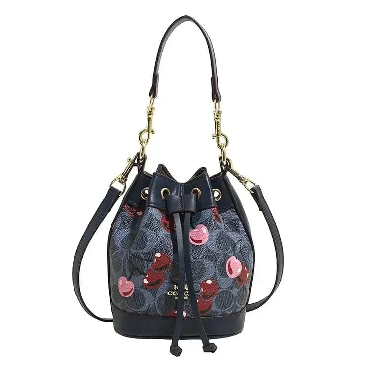 lang "2025newTextured Bucket Bag Women Artisan Drawstring Shoulder Purse Vintage Motif Crossbody Heritage Accent Carrier"