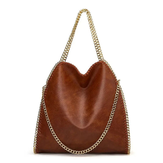 Large Capacity Retro Crossbody Bucket Tote Bag Women New Style Solid Color Zipper Closure Polyester Lining Vintage Logo Pattern