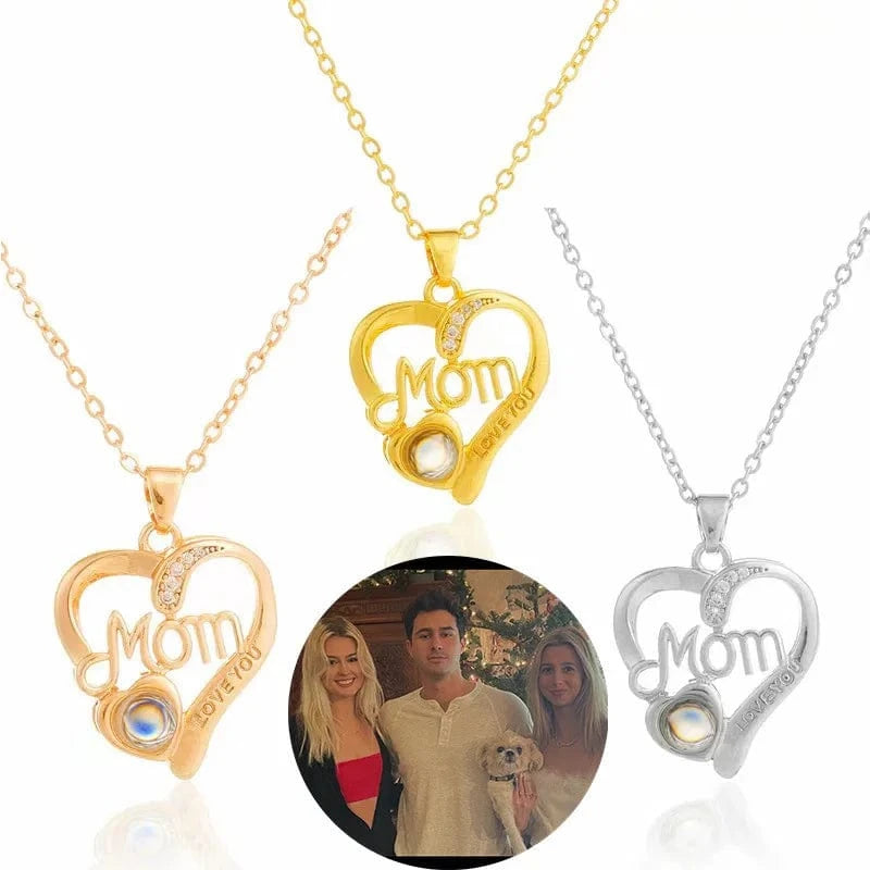 Lateefah OEM Mother's Day Gift 100 Languages Nano-carved Photo Projection Mom Necklace