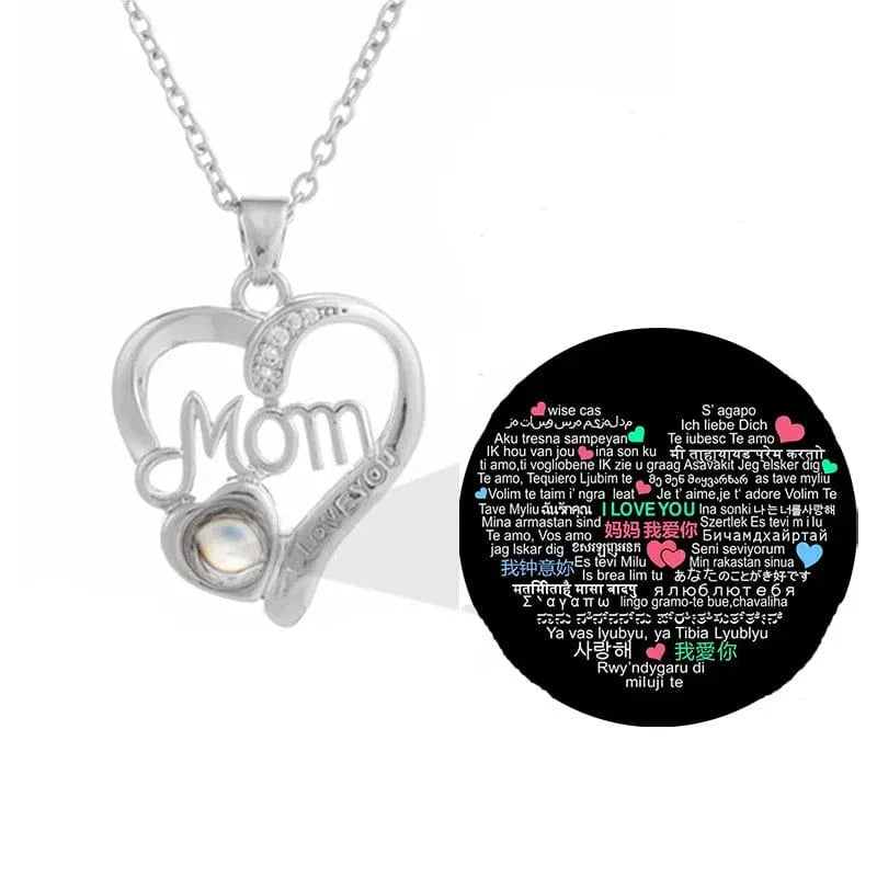 Lateefah OEM Mother's Day Gift 100 Languages Nano-carved Photo Projection Mom Necklace