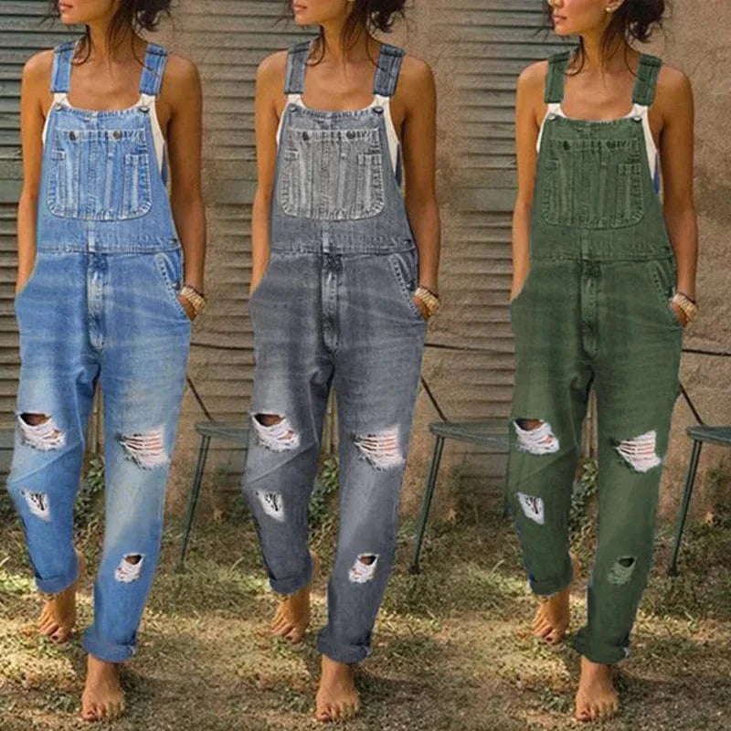 Latest Hot Selling Fashion Versatile Jean Jumpsuits Women Wide Leg Overalls Loose Strap 5XL Pants Denim Jumpsuit Women