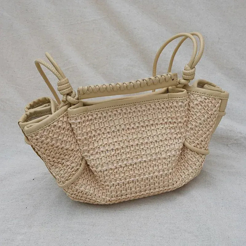 Leather Braided Handbag Niche Exquisite Versatile Pleated Shoulder Bag Women's Fashion Brand Solid Color Bucket Bag - SN Wigs & More