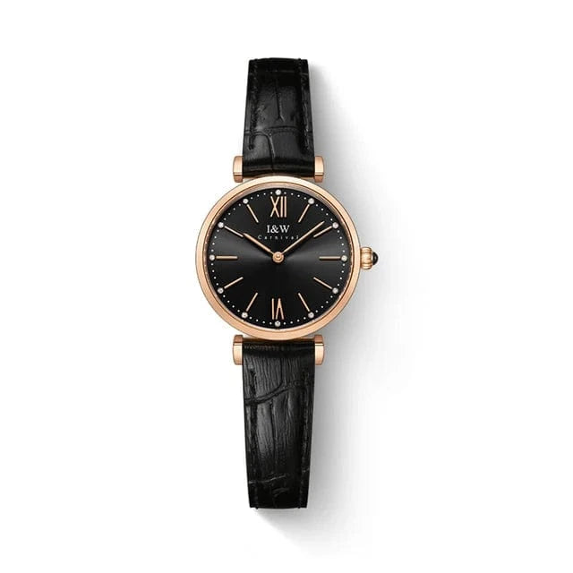Leather Rose Black Montres Femmes CARNIVAL Brand Fashion Watches Ladies Luxury Girls Rose Gold Quartz Wrist Watch for Women Waterproof Reloj Mujer