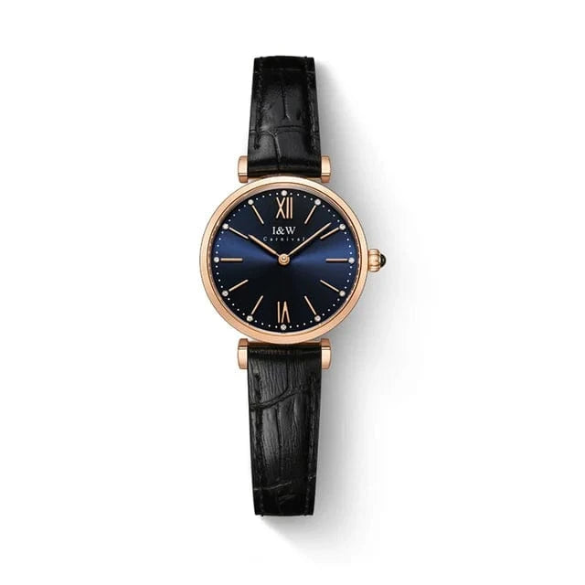 Leather Rose Blue Montres Femmes CARNIVAL Brand Fashion Watches Ladies Luxury Girls Rose Gold Quartz Wrist Watch for Women Waterproof Reloj Mujer