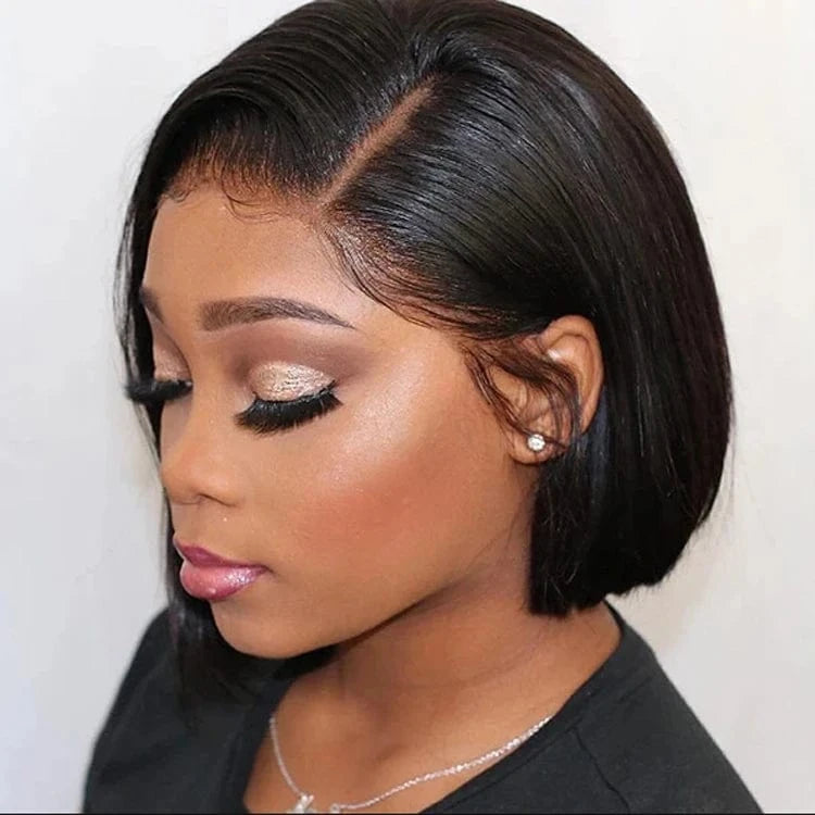 Left Side Part / 10 Inches Short Bob 4x4 Lace Closure Wig Wholesale Middle Left Right Side Part,100% Brazilian Human Hair Wig With Closure